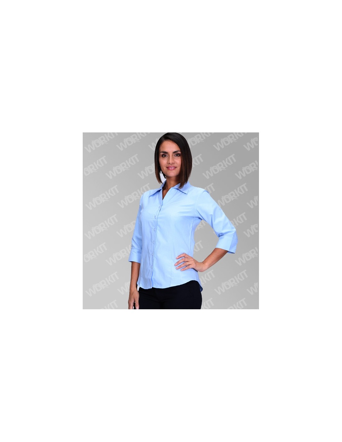 Blusa Oxford 55 Alg 45 Poly Manga 3 4 Workit